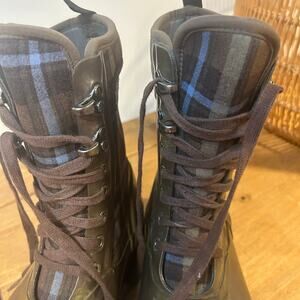 BOGS Sz 10 Sidney Plaid Rain Boots Women's Neo Tech Lace Up Neoprene Casual EUC